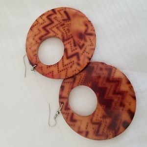 Southwest Wood Hoop Earrings